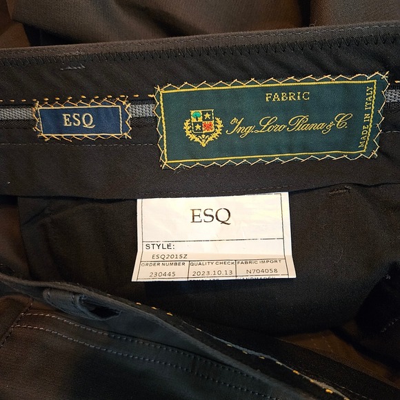 ESQ Fabric by Ing Loro Piana & Co Trousers Men's 34‎ Brown Grey Pants - Picture 7 of 8